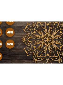 Σετ των 2 Intra απο ξύλο plywood 3mm-4mm πάχος 3D Cat Fish Mandala για Cricut Δίασταση 30x30 cm INTRAFABR-79235928