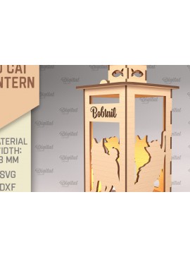 Intra απο ξύλο plywood 3mm-4mm πάχος 3D Φανάρι γάτας . Λάμπα κοπής με λέιζερ Δίασταση 30x20 cm INTRAFABR-92625272