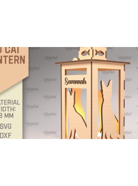 Σετ των 2 Intra απο ξύλο plywood 3mm-4mm πάχος 3D Φανάρι γάτας . Λάμπα κοπής με λέιζερ Δίασταση 30x20 cm INTRAFABR-92625318