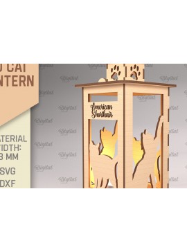 Intra απο ξύλο plywood 3mm-4mm πάχος 3D Φανάρι γάτας . Λάμπα κοπής με λέιζερ Δίασταση 30x20 cm INTRAFABR-92625391