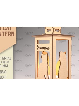 Σετ των 2 Intra απο ξύλο plywood 3mm-4mm πάχος 3D Φανάρι γάτας . Λάμπα κοπής με λέιζερ Δίασταση 30x20 cm INTRAFABR-92625564