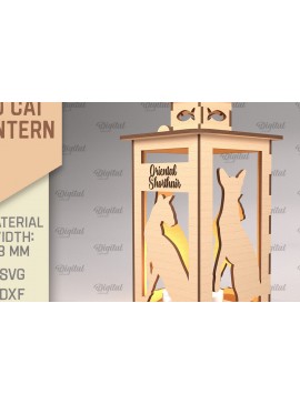 Σετ των 2 Intra απο ξύλο plywood 3mm-4mm πάχος 3D Φανάρι γάτας . Λάμπα κοπής με λέιζερ Δίασταση 30x20 cm INTRAFABR-92625019