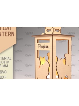 Σετ των 2 Intra απο ξύλο plywood 3mm-4mm πάχος 3D Φανάρι γάτας . Λάμπα κοπής με λέιζερ Δίασταση 30x20 cm INTRAFABR-92625145