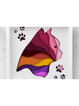 Σετ των 2 Intra απο ξύλο plywood 3mm-4mm πάχος 3D Cat , Paper Cut Shadow Box Δίασταση 30x30 cm INTRAFABR-58448389