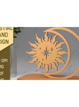 Intra απο ξύλο plywood 3mm-4mm πάχος Τρισδιάστατη Ουράνια Βάση. Λέιζερ Ήλιου και Σελήνης Δίασταση 30x20 cm INTRAFABR-86714249