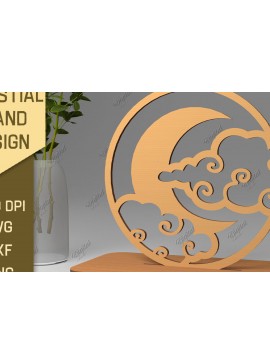 Σετ των 2 Intra απο ξύλο plywood 3mm-4mm πάχος Τρισδιάστατη Ουράνια Βάση. Λέιζερ Ήλιου και Σελήνης Δίασταση 30x20 cm INTRAFABR-86714284