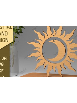 Σετ των 2 Intra απο ξύλο plywood 3mm-4mm πάχος Τρισδιάστατη Ουράνια Βάση. Λέιζερ Ήλιου και Σελήνης Δίασταση 30x20 cm INTRAFABR-86714547