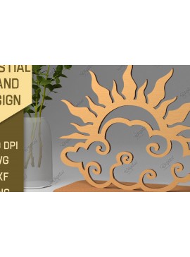 Intra απο ξύλο plywood 3mm-4mm πάχος Τρισδιάστατη Ουράνια Βάση. Λέιζερ Ήλιου και Σελήνης Δίασταση 30x20 cm INTRAFABR-86714584