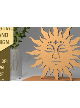 Σετ των 2 Intra απο ξύλο plywood 3mm-4mm πάχος Τρισδιάστατη Ουράνια Βάση. Λέιζερ Ήλιου και Σελήνης Δίασταση 30x20 cm INTRAFABR-86714898