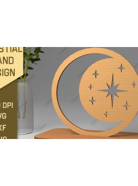 Σετ των 2 Intra απο ξύλο plywood 3mm-4mm πάχος Τρισδιάστατη Ουράνια Βάση. Λέιζερ Ήλιου και Σελήνης Δίασταση 30x20 cm INTRAFABR-86713296