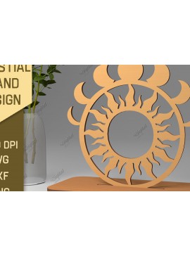 Intra απο ξύλο plywood 3mm-4mm πάχος Τρισδιάστατη Ουράνια Βάση. Λέιζερ Ήλιου και Σελήνης Δίασταση 30x20 cm INTRAFABR-86713366