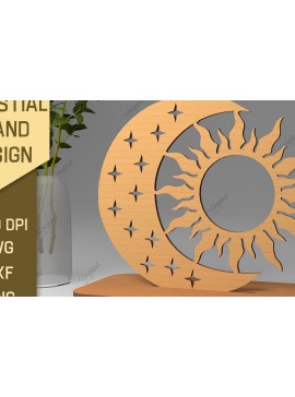 Intra απο ξύλο plywood 3mm-4mm πάχος Τρισδιάστατη Ουράνια Βάση. Λέιζερ Ήλιου και Σελήνης Δίασταση 30x20 cm INTRAFABR-86713449