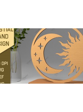 Σετ των 2 Intra απο ξύλο plywood 3mm-4mm πάχος Τρισδιάστατη Ουράνια Βάση. Λέιζερ Ήλιου και Σελήνης Δίασταση 30x20 cm INTRAFABR-86713696