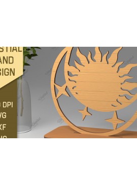 Σετ των 2 Intra απο ξύλο plywood 3mm-4mm πάχος Τρισδιάστατη Ουράνια Βάση. Λέιζερ Ήλιου και Σελήνης Δίασταση 30x20 cm INTRAFABR-86713951