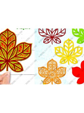 Σετ των 2 Intra απο ξύλο plywood 3mm-4mm πάχος Τρισδιάστατο κομμένο χαρτί με φύλλα καστανιάς , Leaf Δίασταση 3600x3600 cm INTRAFABR-90584862