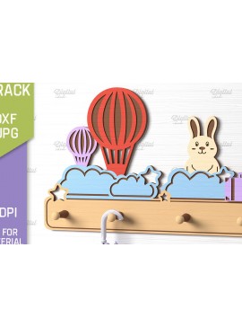 Σετ των 2 Intra απο ξύλο plywood 3mm-4mm πάχος Τρισδιάστατη Παιδική Σχάρα Παλτών με Δίασταση 30x20 cm INTRAFABR-86430100