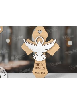 Intra απο ξύλο plywood 3mm-4mm πάχος 3D Christian Cross Cut  Δίασταση 30x20 cm INTRAFABR-118836268