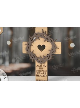 Intra απο ξύλο plywood 3mm-4mm πάχος 3D Christian Cross Cut  Δίασταση 30x20 cm INTRAFABR-118835791