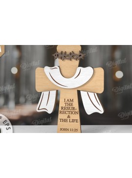 Σετ των 2 Intra απο ξύλο plywood 3mm-4mm πάχος 3D Christian Cross Cut  Δίασταση 30x20 cm INTRAFABR-118835900