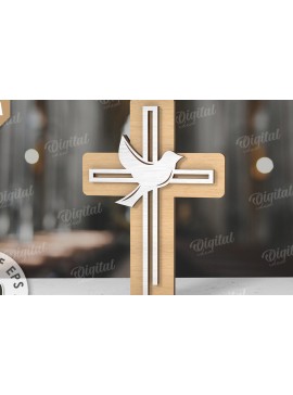Σετ των 2 Intra απο ξύλο plywood 3mm-4mm πάχος 3D Christian Cross Cut  Δίασταση 30x20 cm INTRAFABR-118836153