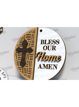 Σετ των 2 Intra απο ξύλο plywood 3mm-4mm πάχος Τρισδιάστατη χριστιανική στρογγυλή πινακίδα Δίασταση 30x20 cm INTRAFABR-116201663