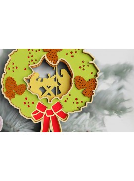 Σετ των 2 Intra απο ξύλο plywood 3mm-4mm πάχος Τρισδιάστατο στεφάνι Χριστουγέννων Δίασταση 30x30 cm INTRAFABR-77143074