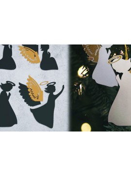 Σετ των 2 Intra απο ξύλο plywood 3mm-4mm πάχος 3d Christmas Angel | Δέσμη Γέννησης Δίασταση 15x15 cm INTRAFABR-76985561