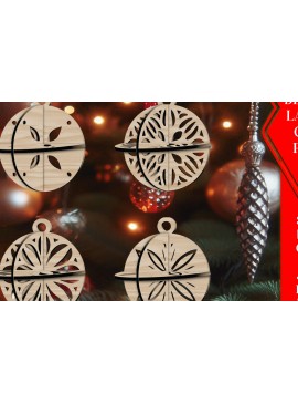 Σετ των 3 Intra απο ξύλο plywood 3mm-4mm πάχος Τρισδιάστατο Χριστουγεννιάτικων Μπάλων V1 Δίασταση 1x1 cm INTRAFABR-108433574
