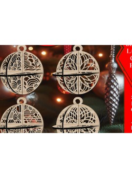 Σετ των 3 Intra απο ξύλο plywood 3mm-4mm πάχος Τρισδιάστατο Χριστουγεννιάτικων Μπάλων V10 Δίασταση 1x1 cm INTRAFABR-108472317