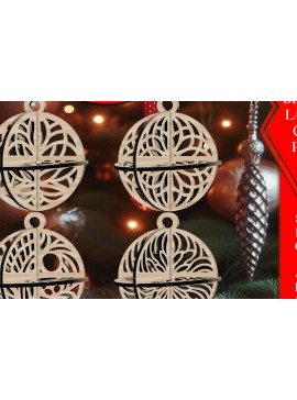 Σετ των 3 Intra απο ξύλο plywood 3mm-4mm πάχος Τρισδιάστατο Χριστουγεννιάτικων Μπάλων V13 Δίασταση 1x1 cm INTRAFABR-108535946