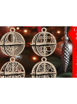 Σετ των 3 Intra απο ξύλο plywood 3mm-4mm πάχος Τρισδιάστατο Χριστουγεννιάτικων Μπάλων V14 Δίασταση 1x1 cm INTRAFABR-108536196