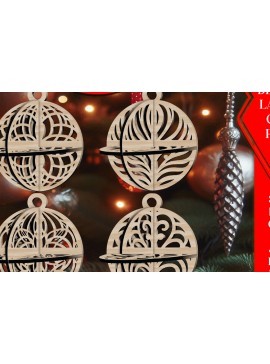 Σετ των 3 Intra απο ξύλο plywood 3mm-4mm πάχος Τρισδιάστατο Χριστουγεννιάτικων Μπάλων V15 Δίασταση 1x1 cm INTRAFABR-108536464