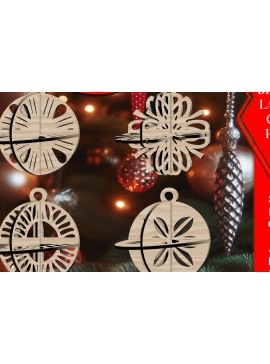 Σετ των 3 Intra απο ξύλο plywood 3mm-4mm πάχος Τρισδιάστατο Χριστουγεννιάτικων Μπάλων V2 Δίασταση 1x1 cm INTRAFABR-108439397