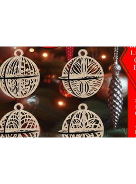 Σετ των 3 Intra απο ξύλο plywood 3mm-4mm πάχος Τρισδιάστατο Χριστουγεννιάτικων Μπάλων V3 Δίασταση 1x1 cm INTRAFABR-108471085
