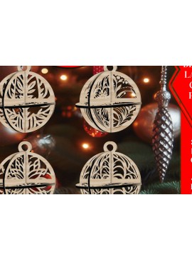 Σετ των 3 Intra απο ξύλο plywood 3mm-4mm πάχος Τρισδιάστατο Χριστουγεννιάτικων Μπάλων V9 Δίασταση 1x1 cm INTRAFABR-108472166
