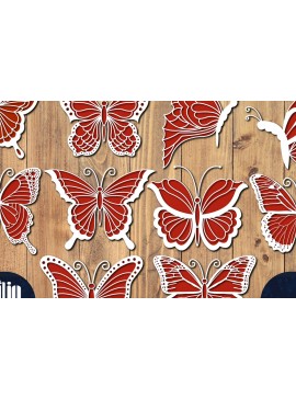 Σετ των 2 Intra απο ξύλο plywood 3mm-4mm πάχος Τρισδιάστατο Χριστουγεννιάτικου Πεταλούδας Papercut Δίασταση 15x15 cm INTRAFABR-86621323