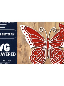 Σετ των 2 Intra απο ξύλο plywood 3mm-4mm πάχος Τρισδιάστατο Χριστουγεννιάτικου Πεταλούδας Papercut Δίασταση 15x15 cm INTRAFABR-86685663