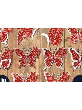 Σετ των 2 Intra απο ξύλο plywood 3mm-4mm πάχος Τρισδιάστατο Χριστουγεννιάτικου Πεταλούδας Papercut Δίασταση 15x15 cm INTRAFABR-86685699