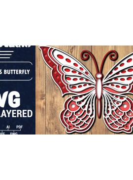 Σετ των 2 Intra απο ξύλο plywood 3mm-4mm πάχος Τρισδιάστατο Χριστουγεννιάτικου Πεταλούδας Papercut Δίασταση 15x15 cm INTRAFABR-86806808