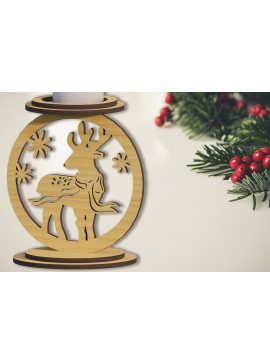 Σετ των 2 Intra απο ξύλο plywood 3mm-4mm πάχος 3D Χριστουγεννιάτικη λαμπάδα Δίασταση 15x15 cm INTRAFABR-79220715