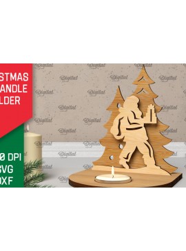 Σετ των 2 Intra απο ξύλο plywood 3mm-4mm πάχος Τρισδιάστατη χριστουγεννιάτικη θήκη κεριού Δίασταση 15x15 cm INTRAFABR-106933106