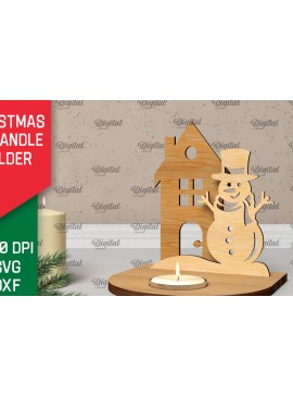 Σετ των 2 Intra απο ξύλο plywood 3mm-4mm πάχος Τρισδιάστατη χριστουγεννιάτικη θήκη κεριού Δίασταση 15x15 cm INTRAFABR-106931159