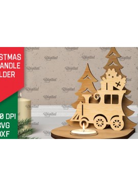 Σετ των 2 Intra απο ξύλο plywood 3mm-4mm πάχος Τρισδιάστατη χριστουγεννιάτικη θήκη κεριού Δίασταση 15x15 cm INTRAFABR-106931244