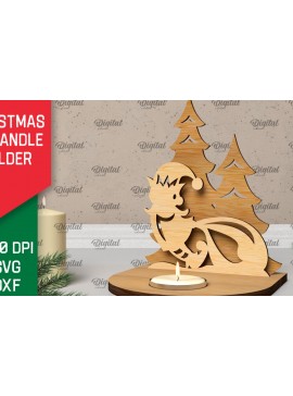 Σετ των 2 Intra απο ξύλο plywood 3mm-4mm πάχος Τρισδιάστατη χριστουγεννιάτικη θήκη κεριού Δίασταση 15x15 cm INTRAFABR-106931964