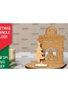 Σετ των 2 Intra απο ξύλο plywood 3mm-4mm πάχος Τρισδιάστατη χριστουγεννιάτικη θήκη κεριού Δίασταση 15x15 cm INTRAFABR-106932107