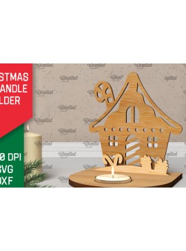 Σετ των 3 Intra απο ξύλο plywood 3mm-4mm πάχος Τρισδιάστατη χριστουγεννιάτικη θήκη κεριού Δίασταση 15x15 cm INTRAFABR-106932710