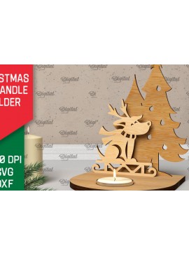 Σετ των 2 Intra απο ξύλο plywood 3mm-4mm πάχος Τρισδιάστατη χριστουγεννιάτικη θήκη κεριού Δίασταση 15x15 cm INTRAFABR-106931080