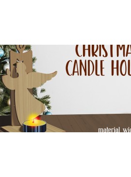 Σετ των 2 Intra απο ξύλο plywood 3mm-4mm πάχος Τρισδιάστατες χριστουγεννιάτικες κεριές κοπής με λέιζερ Δίασταση 15x15 cm INTRAFABR-80782330