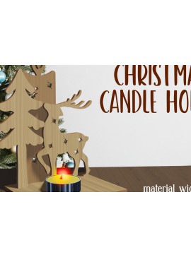 Σετ των 2 Intra απο ξύλο plywood 3mm-4mm πάχος Τρισδιάστατες χριστουγεννιάτικες κεριές κοπής με λέιζερ Δίασταση 15x15 cm INTRAFABR-80782319