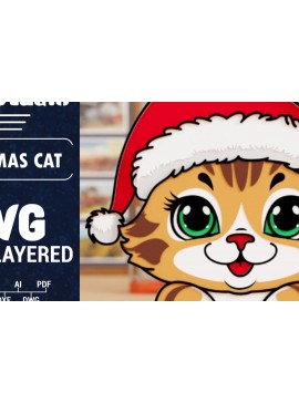 Σετ των 2 Intra απο ξύλο plywood 3mm-4mm πάχος Τρισδιάστατη χριστουγεννιάτικη γάτα Δίασταση 1500x1500 cm INTRAFABR-101873936